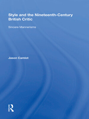cover image of Style and the Nineteenth-Century British Critic